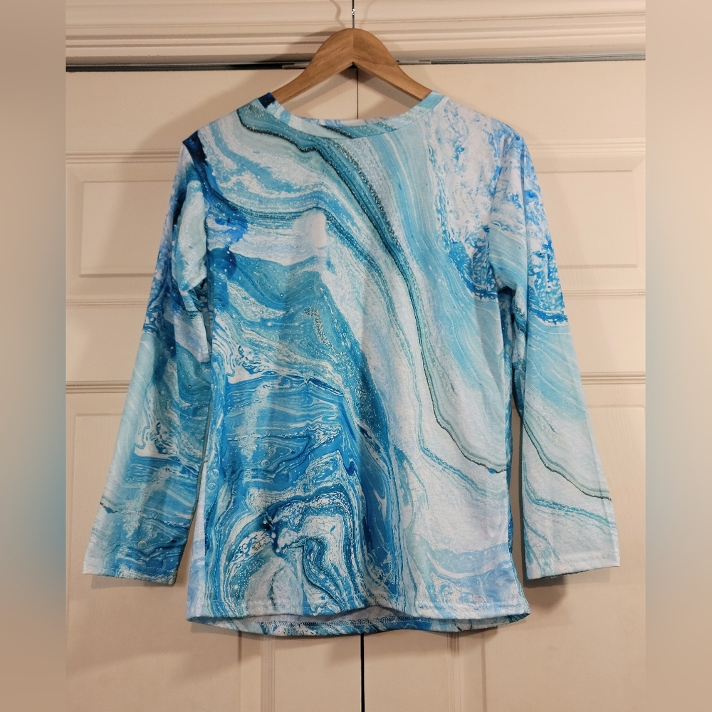 Ocean Water Print Long Sleeved Top